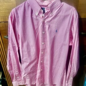 Ralph Lauren Pink and White Striped Dress Shirt